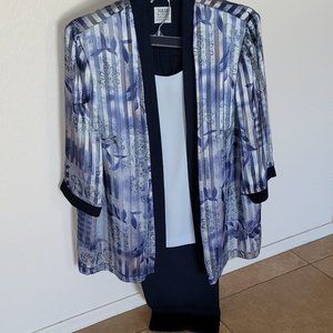 Black and blue pant suit